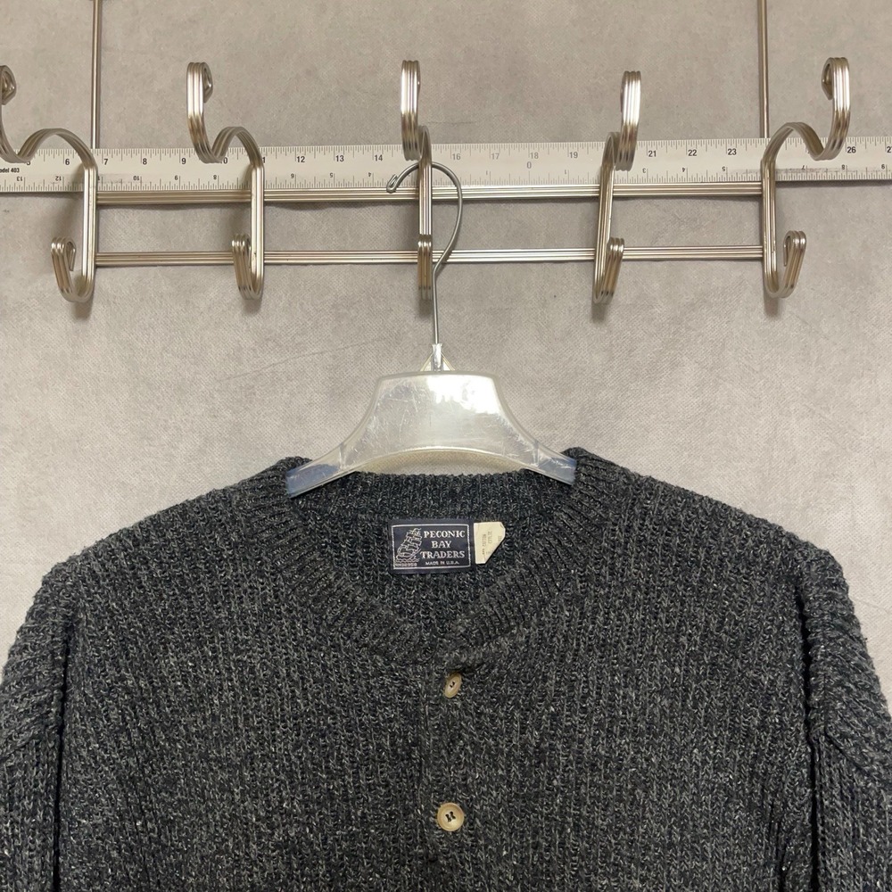 VTG Peconic Bay Traders‎ Sweater Men XL Heavy Henley Chunky Knit Nordic 90s USA